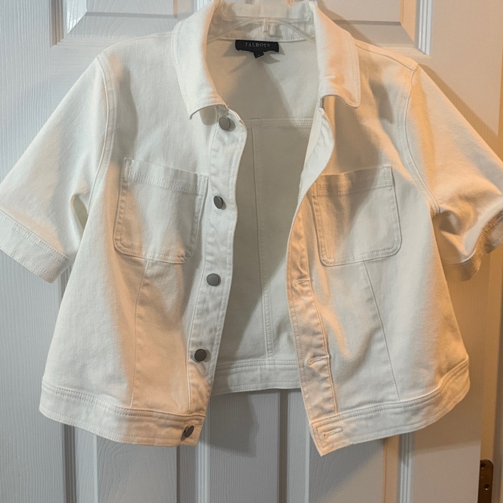 Talbots White Cropped Jacket